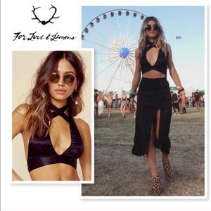 For love and lemons black Gabriella silk top